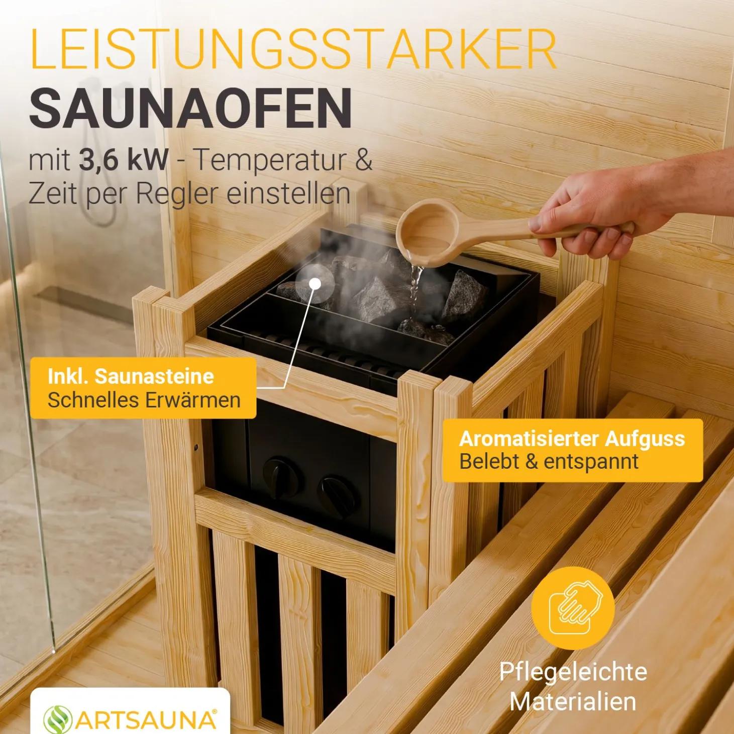 Traditionelle Sauna Vantaa - Natur ↕ 200cm ⚟ 3,5 - 8 kW Saunaofen 유 2 - 6 Personen