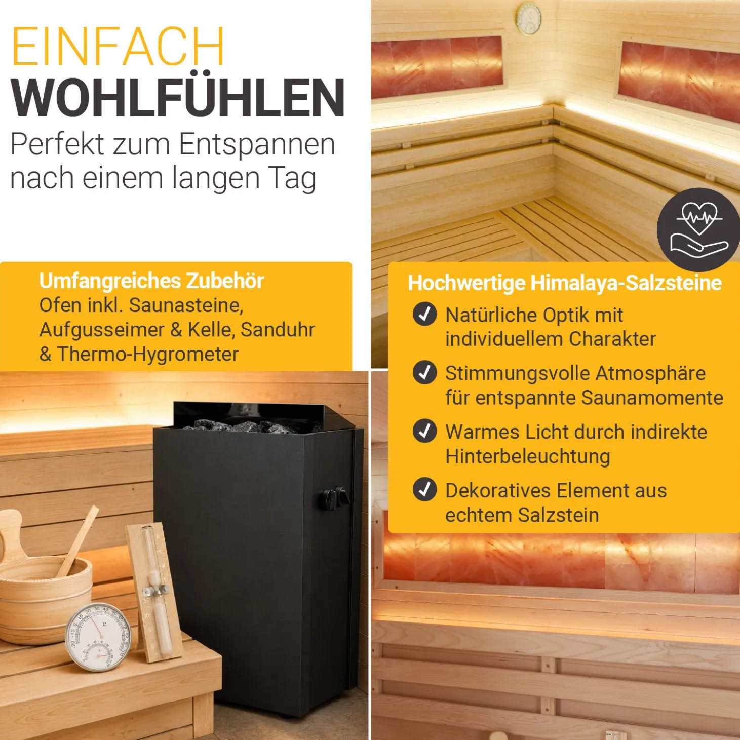 Traditionelle Sauna Vantaa - Natur ↕ 200cm ⚟ 3,5 - 8 kW Saunaofen 유 2 - 6 Personen