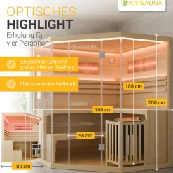 Traditionelle Sauna Vantaa - Natur ↕ 200cm ⚟ 3,5 - 8 kW Saunaofen 유 2 - 6 Personen