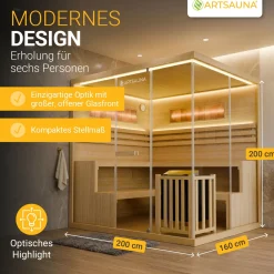 Traditionelle Sauna Vantaa - Natur ↕ 200cm ⚟ 3,5 - 8 kW Saunaofen 유 2 - 6 Personen