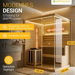 Traditionelle Sauna Vantaa - Natur ↕ 200cm ⚟ 3,5 - 8 kW Saunaofen 유 2 - 6 Personen