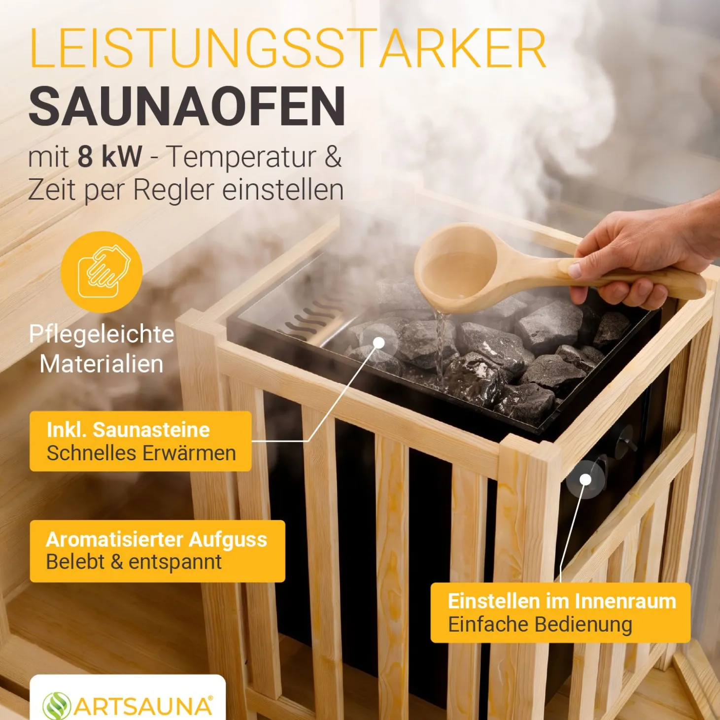Traditionelle Sauna Vantaa - Natur ↕ 200cm ⚟ 3,5 - 8 kW Saunaofen 유 2 - 6 Personen