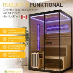 Traditionelle Sauna Vantaa - Schwarz ↕ 200cm ⚟ 3,5 - 8 kW Saunaofen 유 2 - 6 Personen