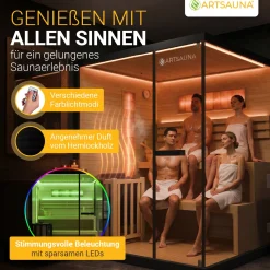 Traditionelle Sauna Vantaa - Schwarz ↕ 200cm ⚟ 3,5 - 8 kW Saunaofen 유 2 - 6 Personen
