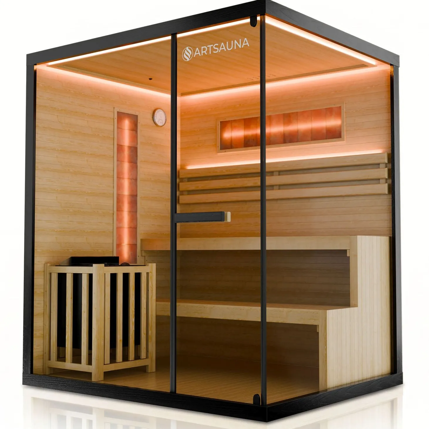 Traditionelle Sauna Vantaa - Schwarz ↕ 200cm ⚟ 3,5 - 8 kW Saunaofen 유 2 - 6 Personen