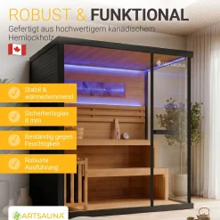Traditionelle Sauna Vantaa - Schwarz ↕ 200cm ⚟ 3,5 - 8 kW Saunaofen 유 2 - 6 Personen