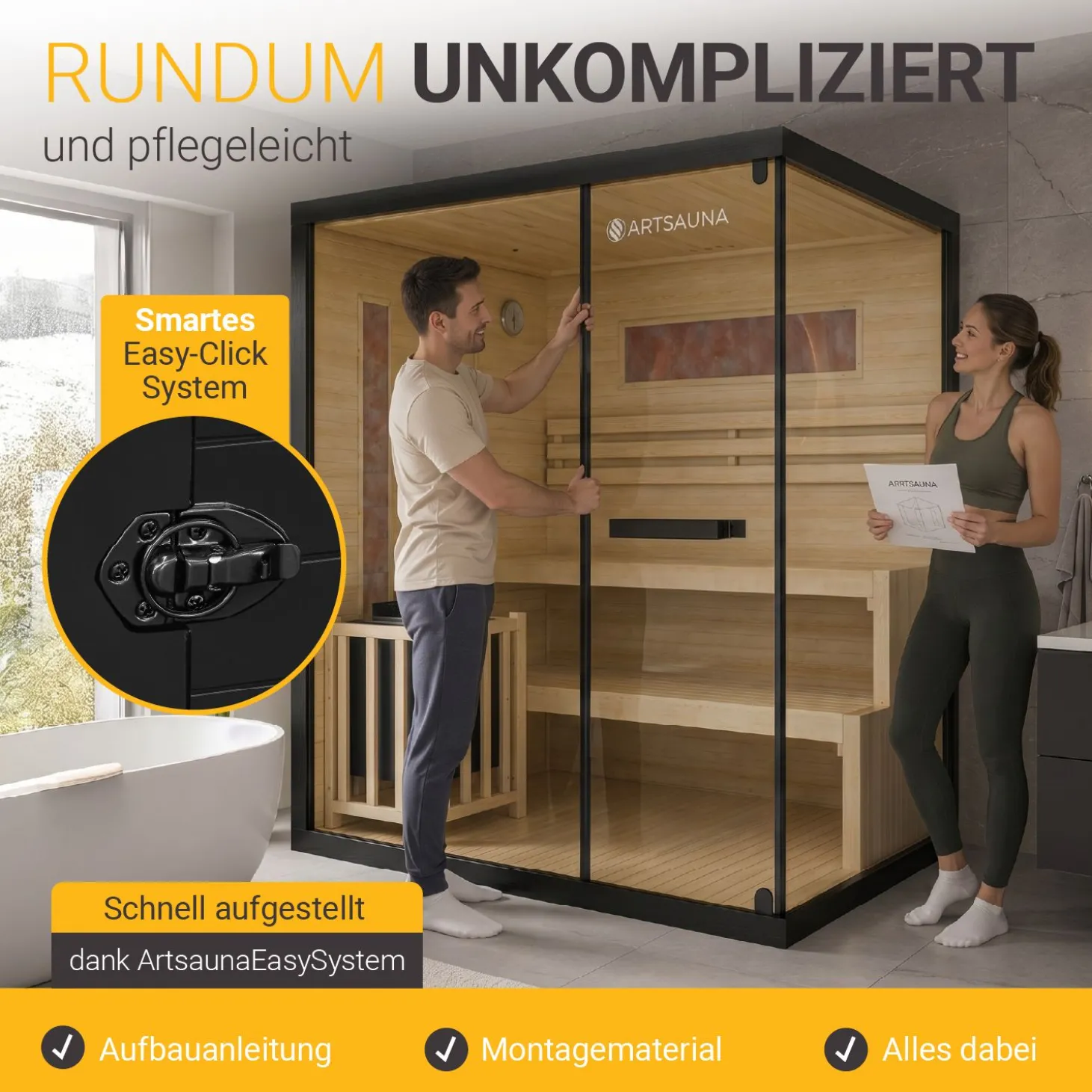 Traditionelle Sauna Vantaa - Schwarz ↕ 200cm ⚟ 3,5 - 8 kW Saunaofen 유 2 - 6 Personen