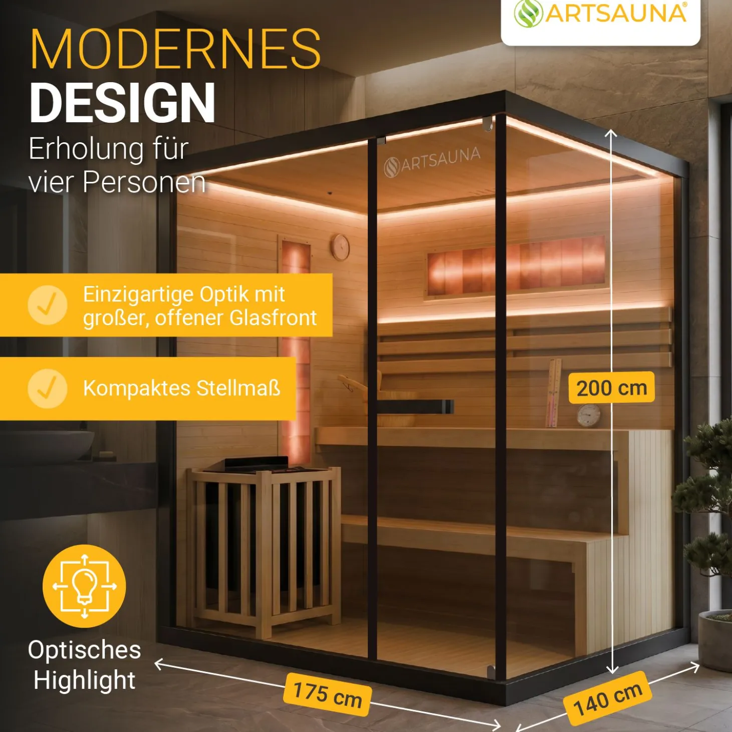 Traditionelle Sauna Vantaa - Schwarz ↕ 200cm ⚟ 3,5 - 8 kW Saunaofen 유 2 - 6 Personen