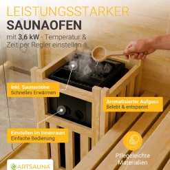 Traditionelle Sauna Vantaa - Schwarz ↕ 200cm ⚟ 3,5 - 8 kW Saunaofen 유 2 - 6 Personen