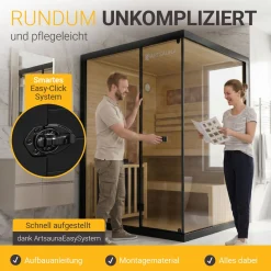 Traditionelle Sauna Vantaa - Schwarz ↕ 200cm ⚟ 3,5 - 8 kW Saunaofen 유 2 - 6 Personen