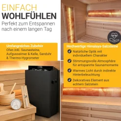 Traditionelle Sauna Vantaa - Schwarz ↕ 200cm ⚟ 3,5 - 8 kW Saunaofen 유 2 - 6 Personen
