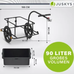 Transportanhänger / Fahrradanhänger 90 Liter Transportanhänger mit Kunststoffwanne, Luftbereifung & Plane