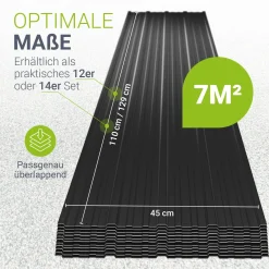 Trapezblech fürs Dach aus Stahl Profilblech Set inkl. Handschuhen & Montagematerial