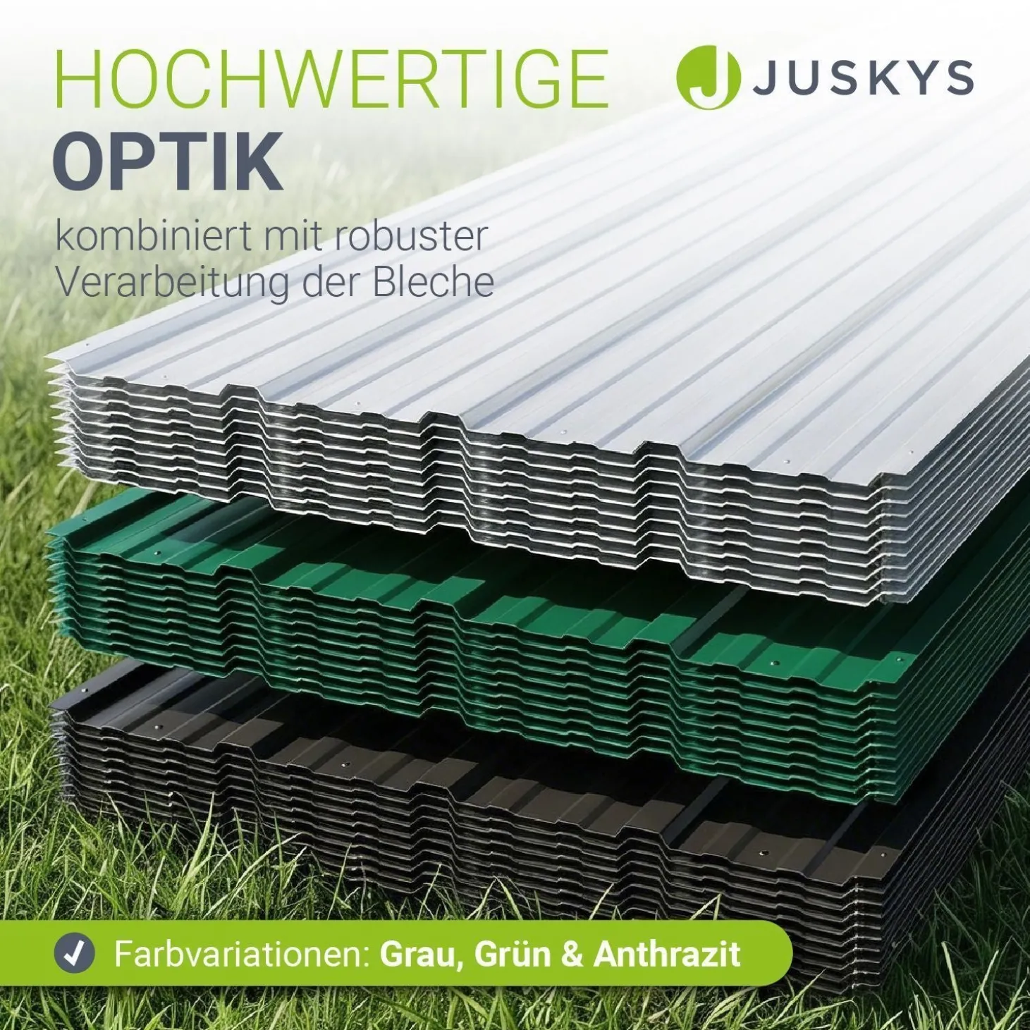 Trapezblech fürs Dach aus Stahl Profilblech Set inkl. Handschuhen & Montagematerial