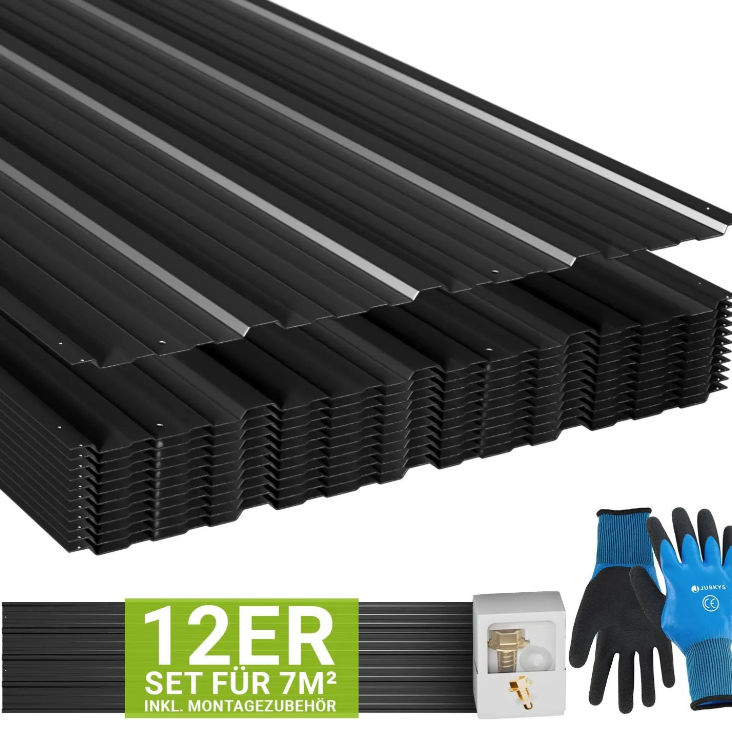 Trapezblech fürs Dach aus Stahl Profilblech Set inkl. Handschuhen & Montagematerial