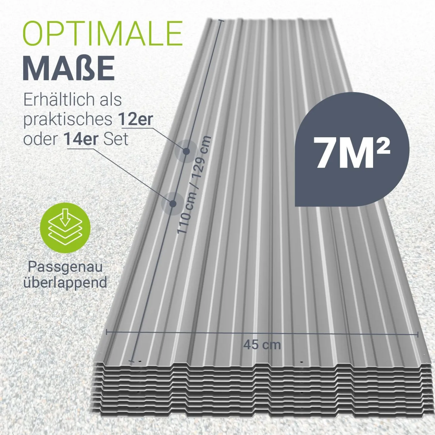 Trapezblech fürs Dach aus Stahl Profilblech Set inkl. Handschuhen & Montagematerial