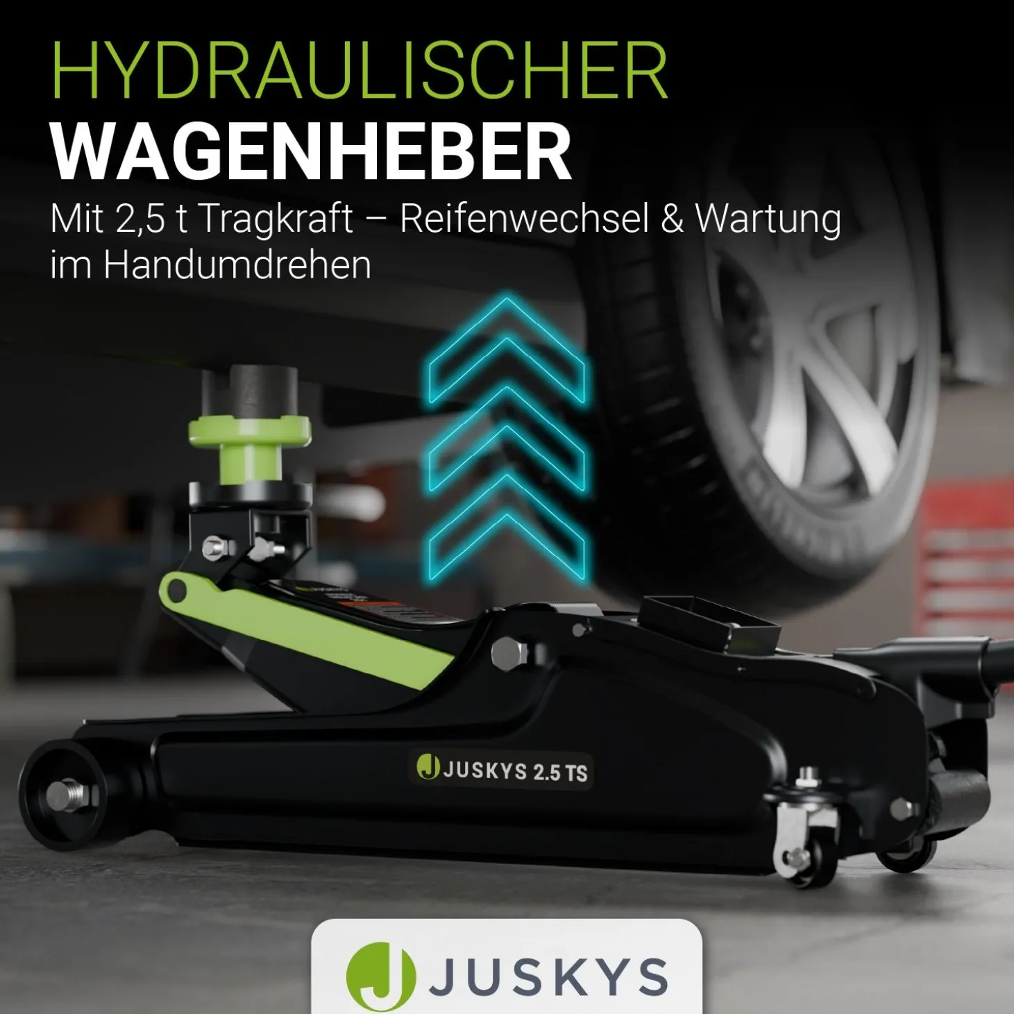 Wagenheber 2,5 t mit Transportbox Rangierwagenheber hydraulisch aus Stahl mit Zubehörset