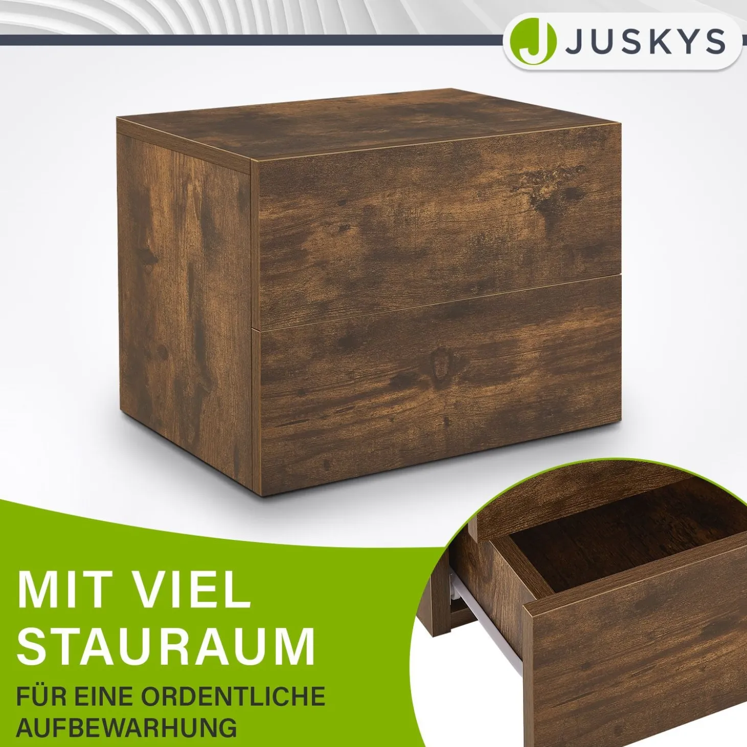 Wandschrank Nachttisch hängend Holz Nachtkommode mit 2 Schubladen & Ablage