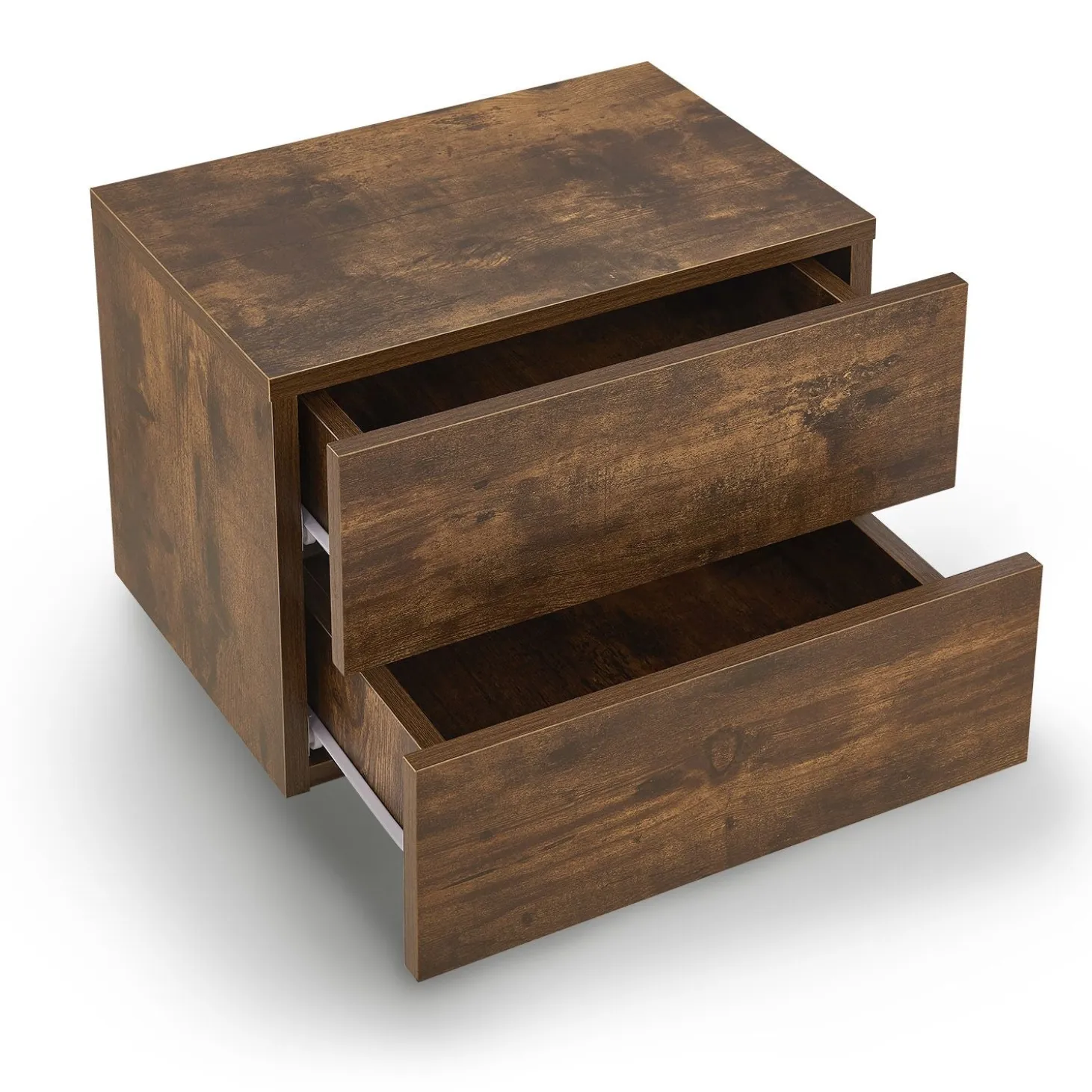 Wandschrank Nachttisch hängend Holz Nachtkommode mit 2 Schubladen & Ablage