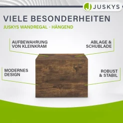 Wandschrank Nachttisch hängend Holz Nachtkommode mit 2 Schubladen & Ablage