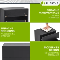 Wandschrank Nachttisch hängend Holz Nachtkommode mit 2 Schubladen & Ablage