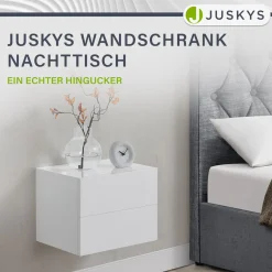 Wandschrank Nachttisch hängend Holz Nachtkommode mit 2 Schubladen & Ablage