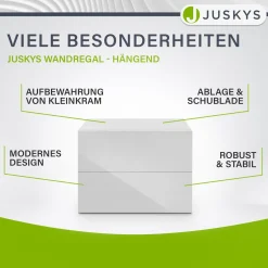 Wandschrank Nachttisch hängend Holz Nachtkommode mit 2 Schubladen & Ablage