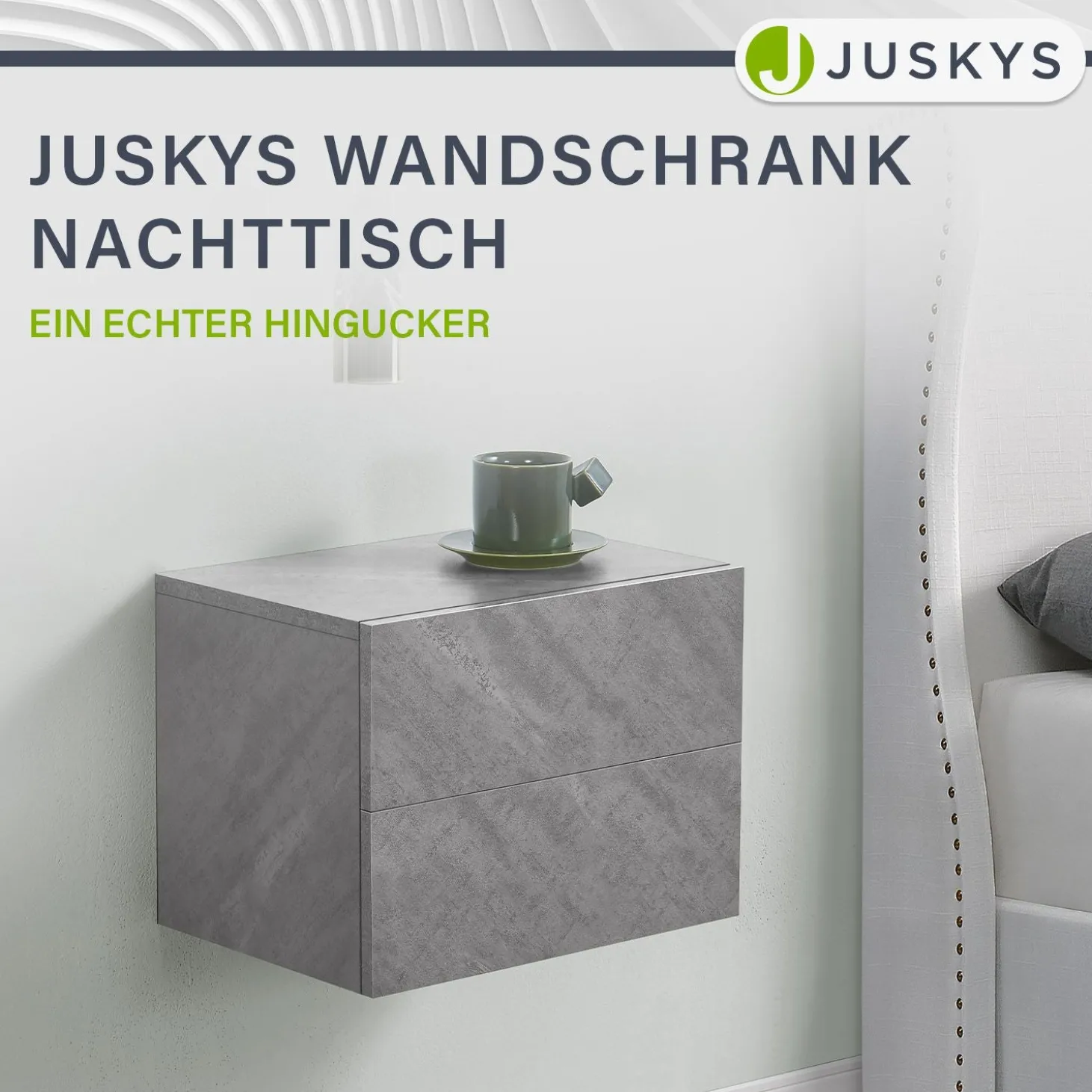 Wandschrank Nachttisch hängend Holz Nachtkommode mit 2 Schubladen & Ablage