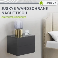 Wandschrank Nachttisch hängend Holz Nachtkommode mit 2 Schubladen & Ablage