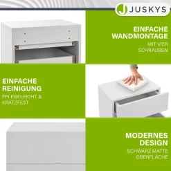 Wandschrank Nachttisch hängend Holz Nachtkommode mit 2 Schubladen & Ablage