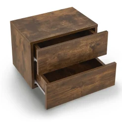 Wandschrank Nachttisch hängend Holz Nachtkommode mit 2 Schubladen & Ablage