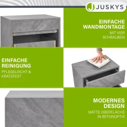 Wandschrank Nachttisch hängend Holz Nachtkommode mit 2 Schubladen & Ablage
