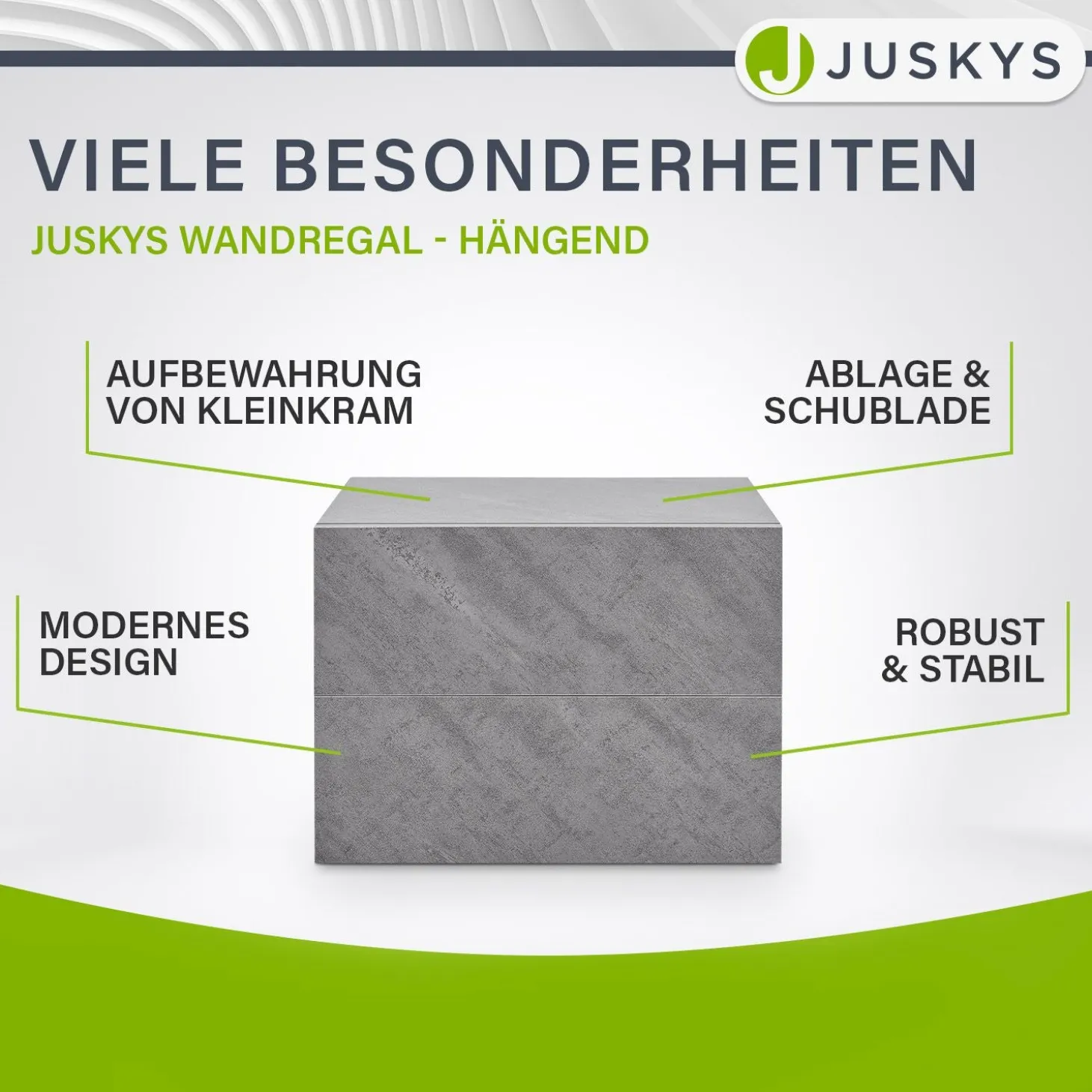 Wandschrank Nachttisch hängend Holz Nachtkommode mit 2 Schubladen & Ablage