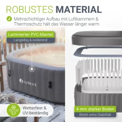 Whirlpool aufblasbar für 4-6 Personen Outdoor Whirlpool wetterfest für Garten & Terrasse