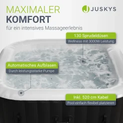 Whirlpool aufblasbar für 4-6 Personen Outdoor Whirlpool wetterfest für Garten & Terrasse