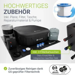 Whirlpool aufblasbar für 4-6 Personen Outdoor Whirlpool wetterfest für Garten & Terrasse