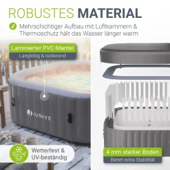 Whirlpool aufblasbar für 4-6 Personen Outdoor Whirlpool wetterfest für Garten & Terrasse