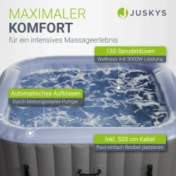 Whirlpool aufblasbar für 4-6 Personen Outdoor Whirlpool wetterfest für Garten & Terrasse