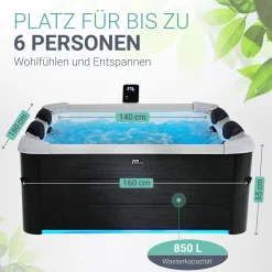 Whirlpool Oslo mit LED-Beleuchtung Indoor & Outdoor Pool für 6 Personen - mit Zubehör & App