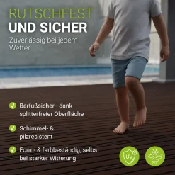WPC Terrassendielen in Braun Komplettset, inkl. Unterkonstruktion, Clips & Schrauben