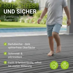 WPC Terrassendielen in Grau Komplettset, inkl. Unterkonstruktion, Clips & Schrauben