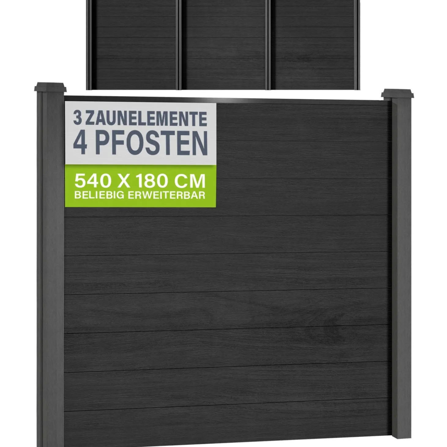 WPC Zaun aus Elementen & Pfosten Sichtschutz aus WPC in Anthrazit