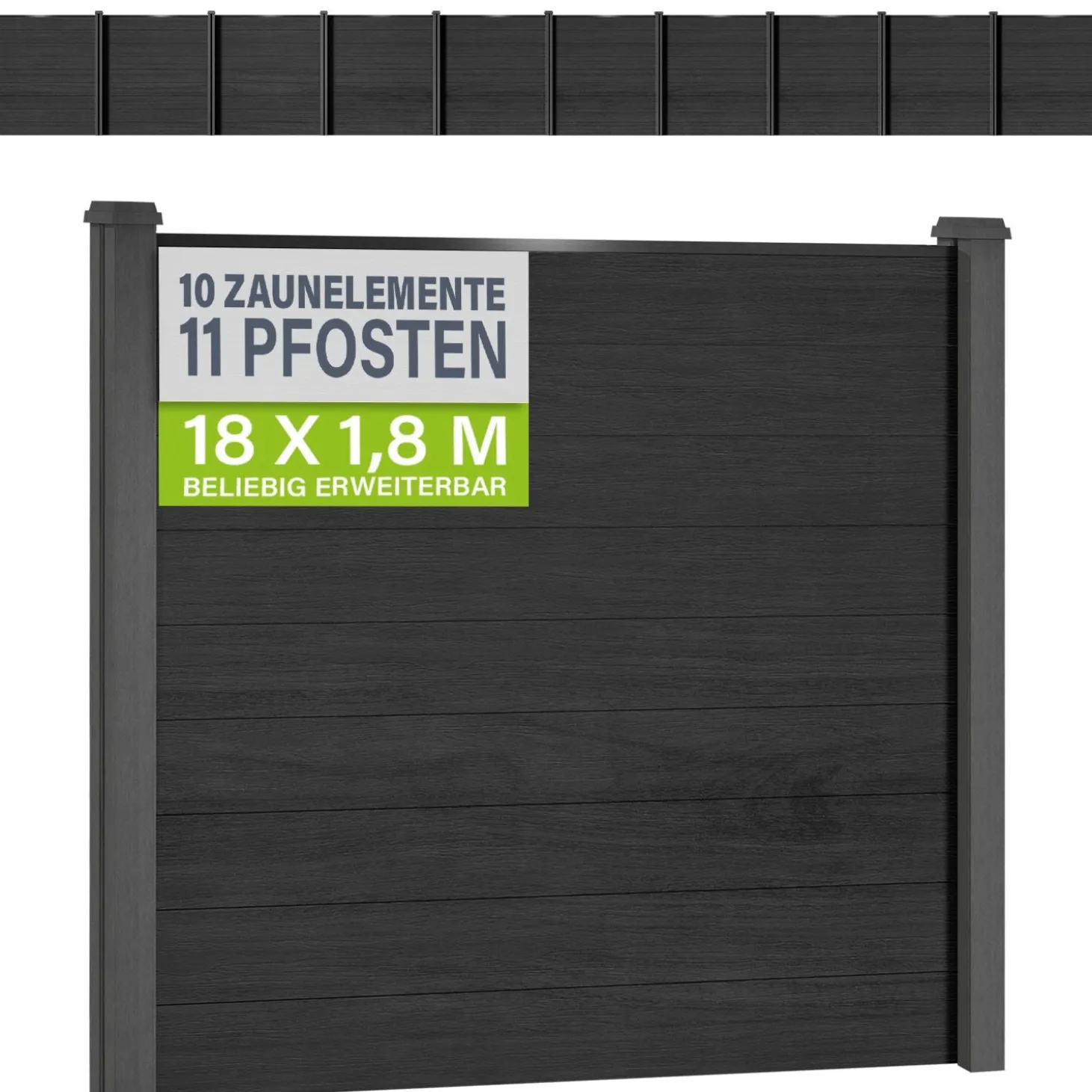 WPC Zaun aus Elementen & Pfosten Sichtschutz aus WPC in Anthrazit