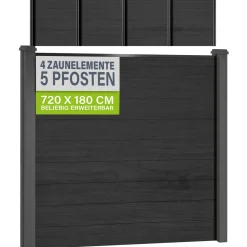 WPC Zaun aus Elementen & Pfosten Sichtschutz aus WPC in Anthrazit