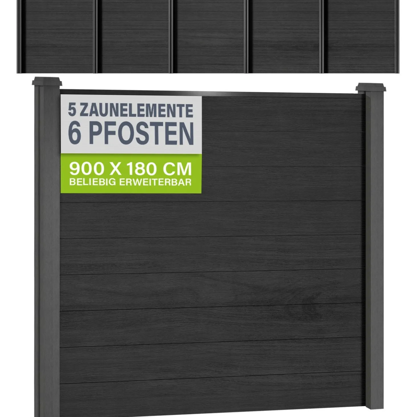 WPC Zaun aus Elementen & Pfosten Sichtschutz aus WPC in Anthrazit