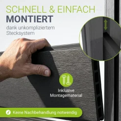WPC Zaun aus Elementen & Pfosten Sichtschutz aus WPC in Anthrazit